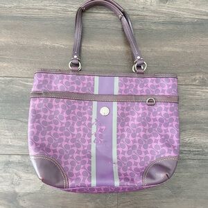 Coach Chelsea Signature Heritage Tote Purse Purple Hand/Shoulder Bag